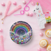funkelnd, juwelenförmiger Regenbogen Pappteller (Party)