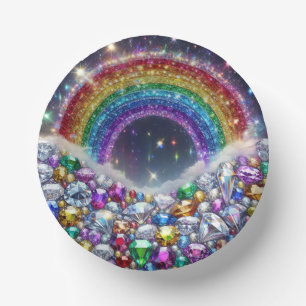 funkelnd, juwelenförmiger Regenbogen Pappteller