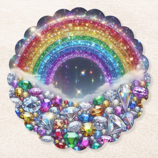 funkelnd, juwelenförmiger Regenbogen Untersetzer (Vorderseite)