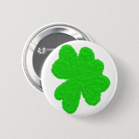 Funkelnd Kleeblatt mit Glück am St. Patrick's Day Button (Vorne & Hinten)