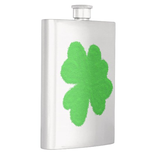 Funkelnd Kleeblatt mit Glück am St. Patrick's Day Flachmann (Rechts)