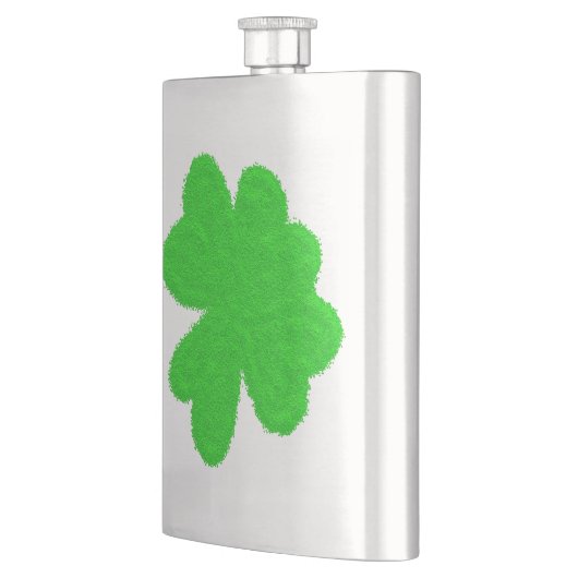 Funkelnd Kleeblatt mit Glück am St. Patrick's Day Flachmann (Links)