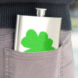 Funkelnd Kleeblatt mit Glück am St. Patrick's Day Flachmann