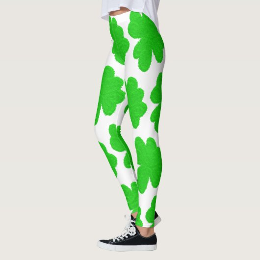 Funkelnd Kleeblatt mit Glück am St. Patrick's Day Leggings (Links)