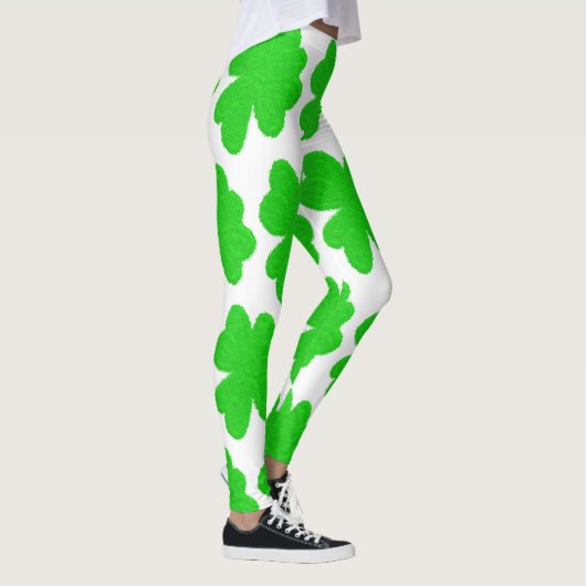 Funkelnd Kleeblatt mit Glück am St. Patrick's Day Leggings (Rechts)