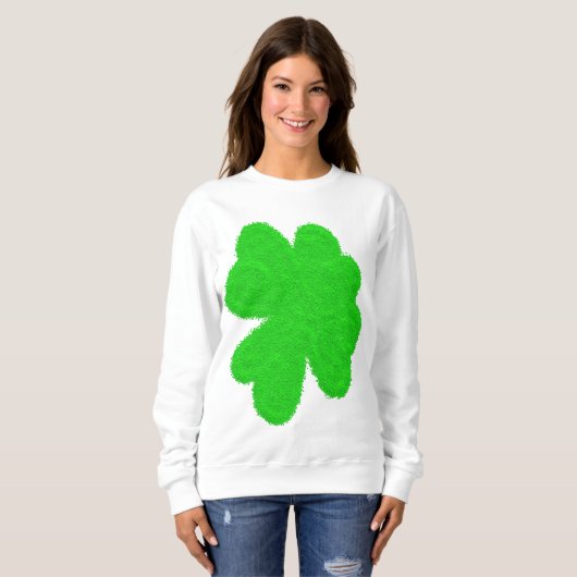 Funkelnd Kleeblatt mit Glück am St. Patrick's Day Sweatshirt (Vorne ganz)