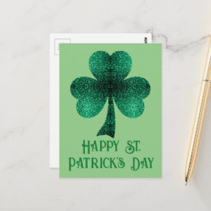 Funkelnd Kleeblatt St. Patrick's Day Salbei Postkarte
