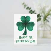 Funkelnd Kleeblatt St. Patrick's Day weiß Postkarte (Stehend Vorderseite)
