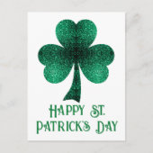 Funkelnd Kleeblatt St. Patrick's Day weiß Postkarte (Vorderseite)