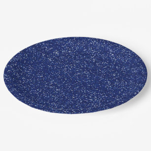 Funkelnd königliches Blau-u. Silber-Glitzer Pappteller