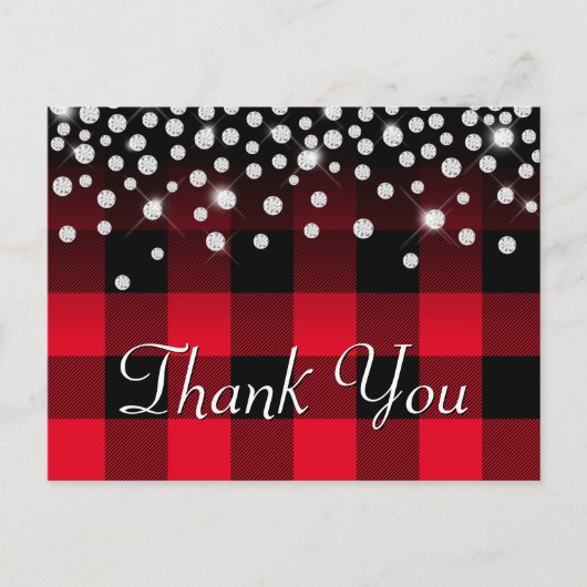 Funkelnd Kristall Red Buffalo Kariert Vielen Dank Postkarte (Vorderseite)
