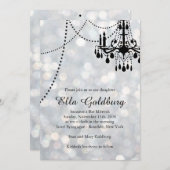 Funkelnd Kronleuchter Bat Mitzvah Einladung (Vorne/Hinten)