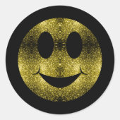 Funkelnd Lächelgesicht Gelbe goldene Glitzern auf  Runder Aufkleber (Vorderseite)