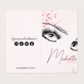 Funkelnd Lashes Pink Glitzer Star Confetti Makeup Visitenkarten (Außenseite Aufgefaltet)