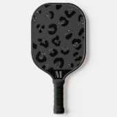 Funkelnd Leopard-Tierhautmuster Schwarz/Grau Pickleball Schläger (Vorderseite)