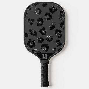 Funkelnd Leopard-Tierhautmuster Schwarz/Grau Pickleball Schläger