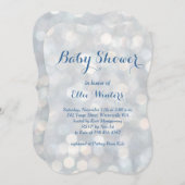 Funkelnd Licht-blaues Baby-Duschen-Einladung Einladung (Vorne/Hinten)