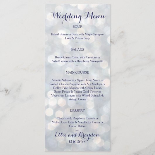 Funkelnd Lights Wedding Menu Menükarte (Vorderseite)