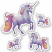 Funkelnd Lila Einhorn-Regenbogen-Glitzer-Set von v Aufkleber (Vorderseite)