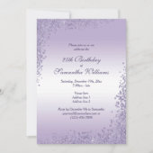 Funkelnd Lila Glitzer Dekoration Geburtstag Einladung (Vorderseite)