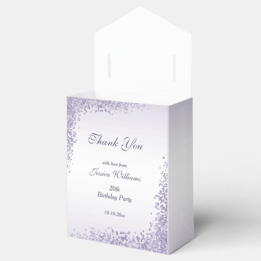 Funkelnd Lila Glitzer Dekoration Geburtstag Geschenkschachtel (Geöffnet)