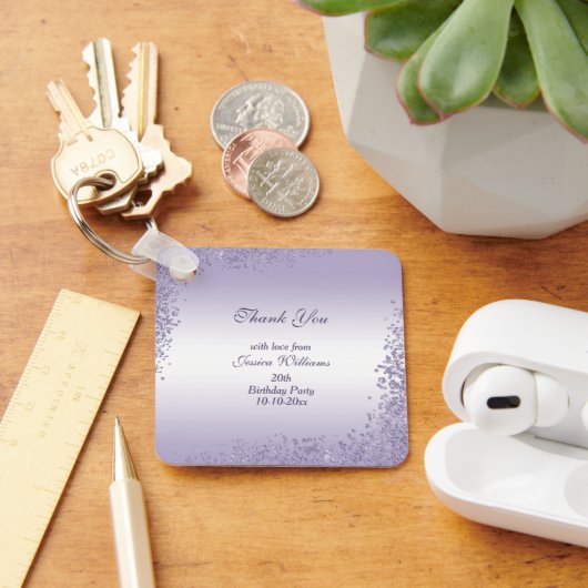 Funkelnd Lila Glitzer Dekoration Geburtstag Schlüsselanhänger (Schreibtisch)