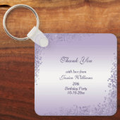 Funkelnd Lila Glitzer Dekoration Geburtstag Schlüsselanhänger (Vorderseite)