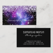 Funkelnd Lila Glitzer Galaxy Celestial Visitenkarte (Vorne/Hinten)