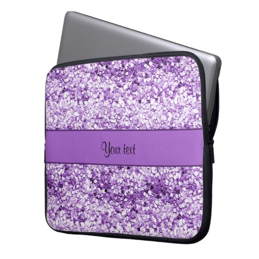 Funkelnd lila Glitzer Laptopschutzhülle (Vorderseite Links)