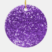 Funkelnd Lila Glitzer Silver Foil Monogramm Keramik Ornament (Hinten)