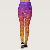 Funkelnd Lila und orangefarbener Glitzer Leggings (Rückseite)