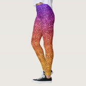 Funkelnd Lila und orangefarbener Glitzer Leggings (Links)