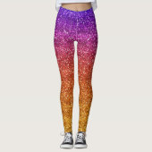 Funkelnd Lila und orangefarbener Glitzer Leggings (Vorderseite)