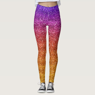Funkelnd Lila und orangefarbener Glitzer Leggings