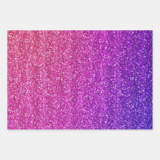 Funkelnd Lila und rosafarbener Glitzer Geschenkpapier Set (Vorderseite 3)