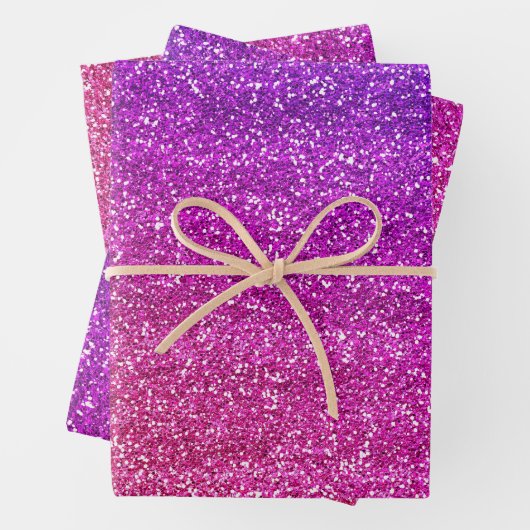 Funkelnd Lila und rosafarbener Glitzer  Geschenkpapier Set (Beispiel)