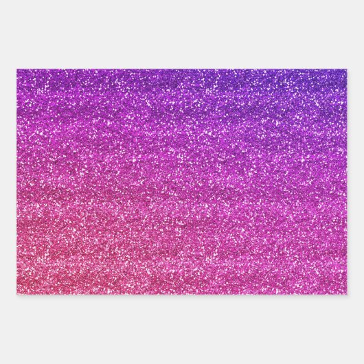 Funkelnd Lila und rosafarbener Glitzer  Geschenkpapier Set (Vorderseite)