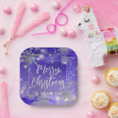 Funkelnd Lila Winterwonderland Frohe Weihnachten Pappteller (Party)