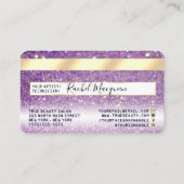 Funkelnd Lilac Lila Gold Glitzer Credit Visitenkarte (Rückseite)