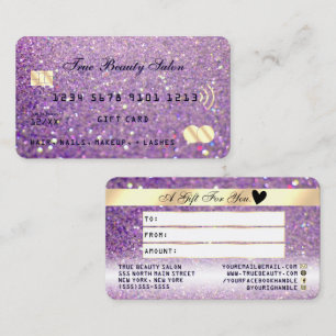 Funkelnd Lilac Lila Gold Glitzer Kreditkarte Visitenkarte