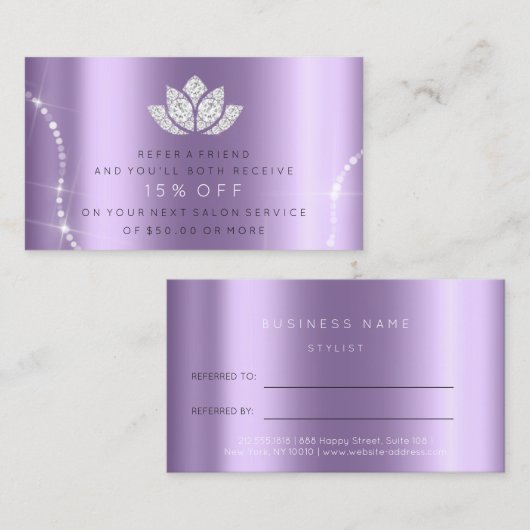 Funkelnd Lotus Empfehlungskarte (Vorne/Hinten)