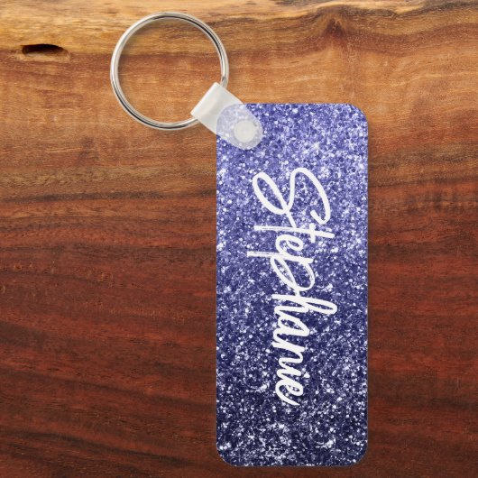 Funkelnd Luxury Navy Blue Ombre Glitzer Schlüsselanhänger (Vorderseite)