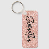 Funkelnd Luxus Blush Rose Gold Glitzer Schlüsselanhänger (Vorderseite)