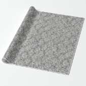 Funkelnd Luxus Damask & Glitzer - Silber Geschenkpapier (Ungerollt)