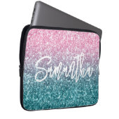 Funkelnd Luxus Light Pink Aquamarin Ombre Glitzer Laptopschutzhülle (Vorne Rechts)