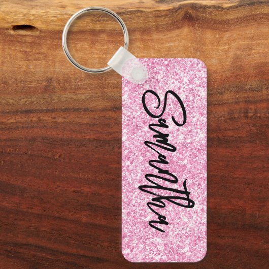 Funkelnd Luxus Light Pink Glitzer Schlüsselanhänger (Vorderseite)
