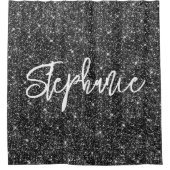 Funkelnd Luxus Schwarzer Glitzer Pinselkalligraphi Duschvorhang (Vorderseite)