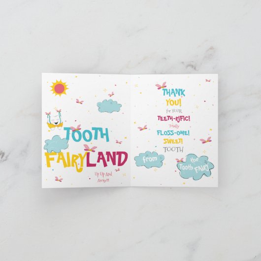 Funkelnd Magical Funny Tooth Fairy Danke Karte (Innenseite)