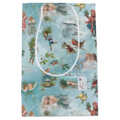 Funkelnd Magical Winter Vintage Christmas Collage Mittlere Geschenktüte (Vorderseite)