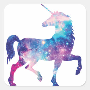 Funkelnd magischer Unicorn Quadratischer Aufkleber